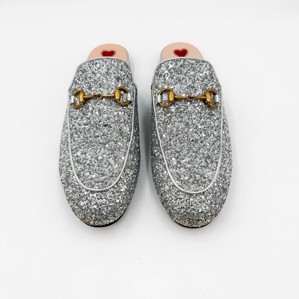 Gucci Horsebit Princetown Glitter Mules Loafers Flats EU 39 US 9 - Picture 4 of 13